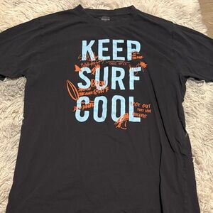 Keep Surf Cool Graphic Tee - Black with Blue & Orange Print